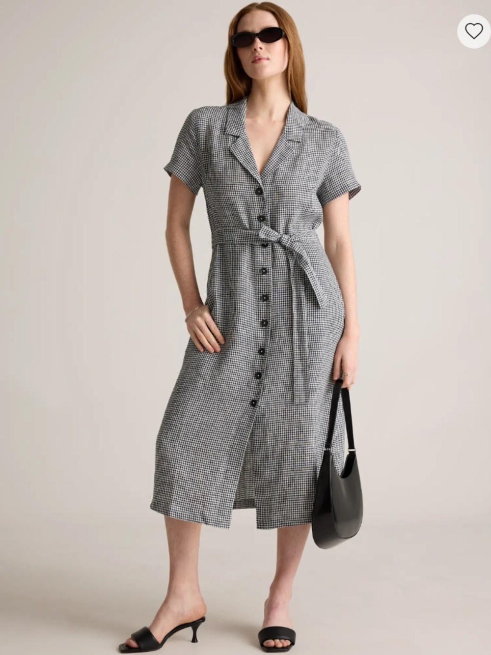 Quince Black and White Midi Shirt Dress